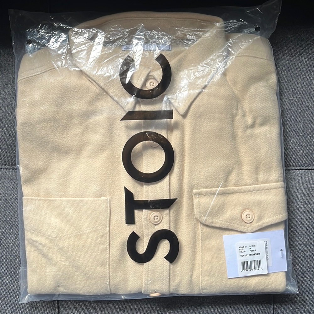 Mens Stoic Daily Overshirt in Pebble size M